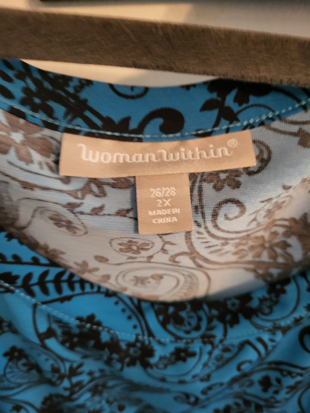 Woman Within 26 28 Turqoise And Black Paisley Stretch Top